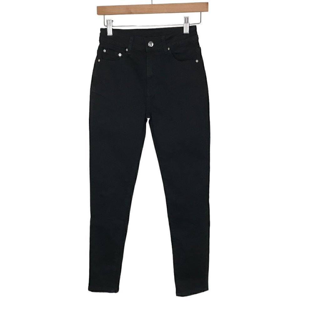 Ganni Black 100% Cotton High Rise 5 Pocket Zip Up Jeans Size 25